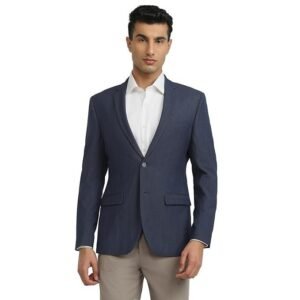 Park Avenue Men Super Slim Fit Solid Pattern Polyester Blend Notch Lapel Full Sleeve Formal Jacket