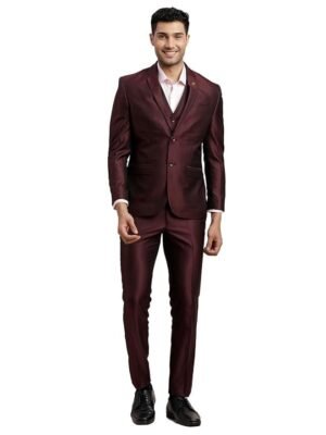 Turtle Men Poly-Viscose Dobby Print Full Sleeve Three Piece Party Suit