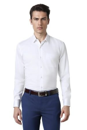 Peter England Men's Satin Solid Regular Fit Shirt Cotton with Satin Sheen | Luxury
