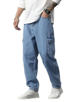 TAGAS Men Loose Fit Men's Flip Pocket Jeans || Mens Stylish Cotton Loose Fit Denim Cargo || Multi-Pocket Styling Pant||