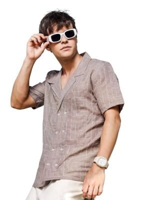 Lymio Regular Fit Shirt for Men|| Men Stylish Regular Fit Shirt (Linen-E-Squre)