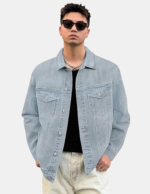Urbano Fashion Men's Regular Fit Washed Full Sleeve Denim Jacket
