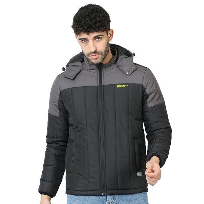Boldfit Jacket For Men Winter Wear Puffer Standard Length Jacket For Men Monsoon Winter Wear For Men Hooded Winter Jackets For Men Padded Bomber Jacket For Men Full Sleeve Men's