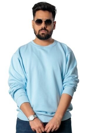 Todo BASIQUE Mens Cotton Ribbed Round Neck Full Sleeve Sweatshirt | Baggy Crew