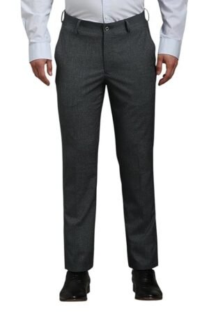 Louis Philippe Men's Slim Fit Mid Rise Strechable Fabric Easy to Iron Textured Formal Trouser