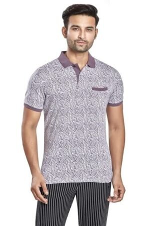 Celsius Men's Regular Poly Cotton Jacquard Polo T-Shirt