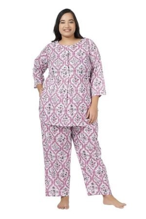 Lastinch Women's Fresh Floral Print Night Suit of Top & Pyjama Set | Relaxed Fit | Cotton Fabric | Women Pajama Set