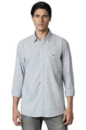 Louis Philippe Men's Cotton Printed Slim Fit Shirt
