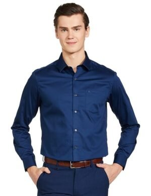 Arrow Men's Solid Full Sleeve Slim Fit Cutaway Collar Satin Formal Shirt