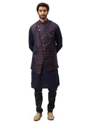 Manyavar Self Design Kurta Jacket Set for Men