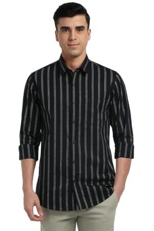 Peter England Men's Striped Slim Fit Shirt