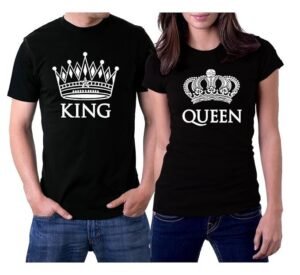 picontshirt King and Queen Couple T-Shirts Men 3XL / Women XL Black Crowns