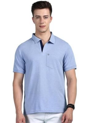 Lux Cozi Men's Half Sleeve Soild Casual Regular Fit T-Shirt with Chest Pocket | Polo Tshirt for Men
