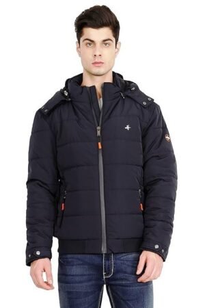 HIVER Men's Nylon Jacket Water Proof Full-Sleeved Winter Jacket with Hood For Minus Degree
