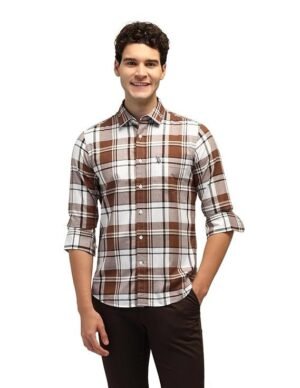 U.S. POLO ASSN. Men Cotton Checkered Tailored Fit Shirt